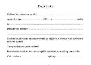 Pozvánka občana k jednání (koresp.lístek)